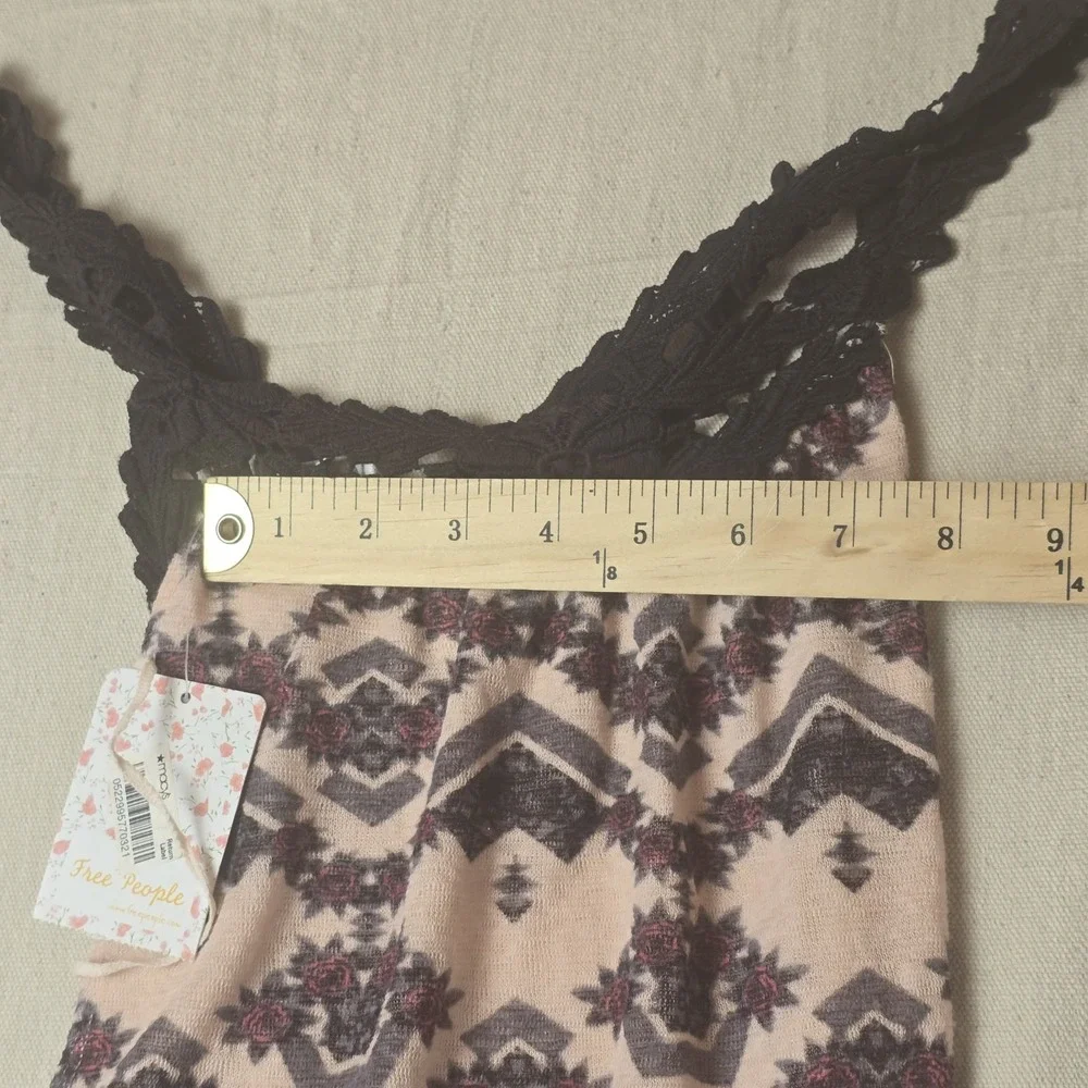 Free People‎ Beautiful Aztec Rose Design Racer Open Back Long Dress Sz S - Picture 2 of 12